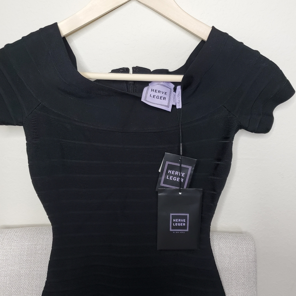 NWT Herve Leger black dress size XXS